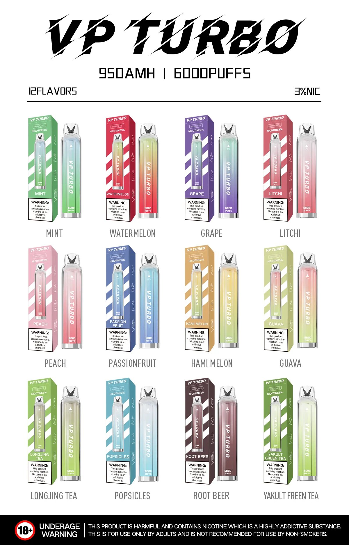 VP TURBO 幻彩發光棒 6000口抛棄式電子煙 950mAh爆發力電芯 10ml 巨量煙油 x 霓虹光效設計 Mesh芯極致大煙霧 台灣現貨秒發:圖片 3