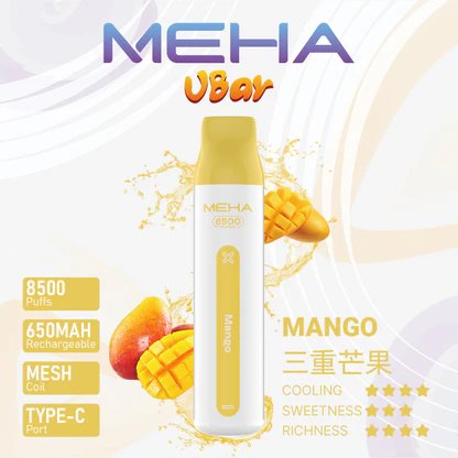 魅嗨小白條 MEHA VBar 8500口拋棄式 冰爽水果系列清涼入喉 3% 丁鹽黃金配方 650mAh 大電量可充電設計 冰爽水果系列清爽入喉 台灣現貨:圖片 8