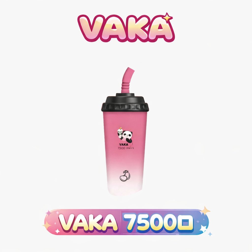 VAKA 奶茶杯 7500抛棄式 冰感水果奶茶系專屬口味 3%丁鹽順滑擊喉感 15ml 巨量裝x600mAh 可充電續航萌熊貓造型 台灣現貨秒發